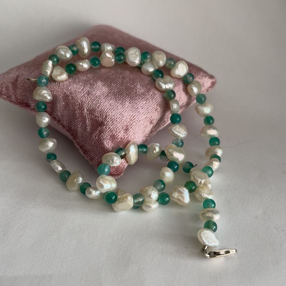 Freshwater cultured pearl 925 silver necklace - Picture 2 of 8